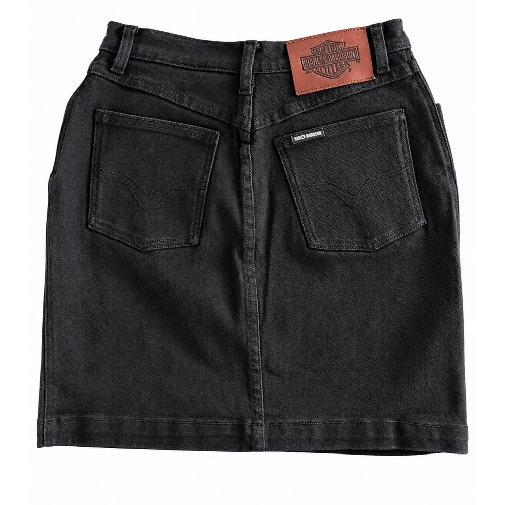 Vintage Harley-Davidson Skirt Womens 6 Denim Stretch Biker Motorcycle Made USA